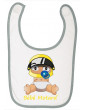 Bavoir à scratch Bébé Motard - Bébé Assis - casque jaune