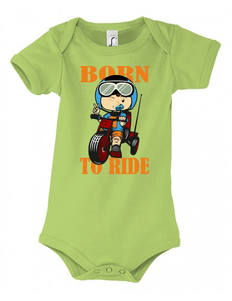 Body Bébé Motard Born to Ride - Vue de face vert