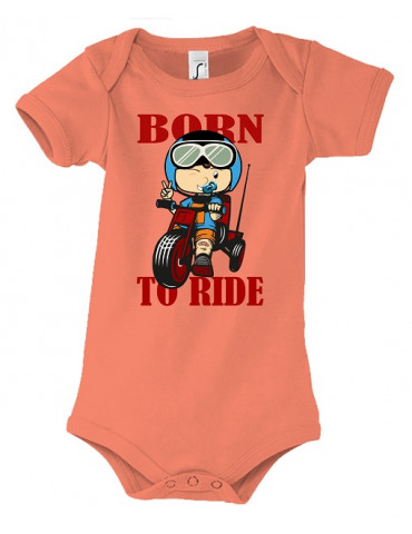 Body Bébé Motard Born to Ride - Red - Vue de face corail