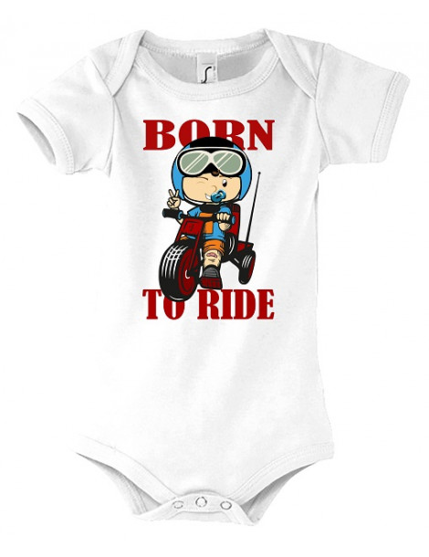 Body Bébé Motard Born to Ride - Red - Vue de face blanc