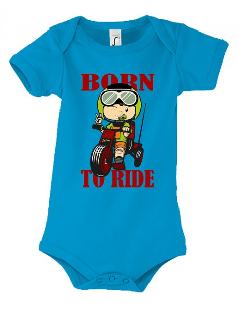 Body Bébé Motard Born to Ride - Red - Vue de face aqua