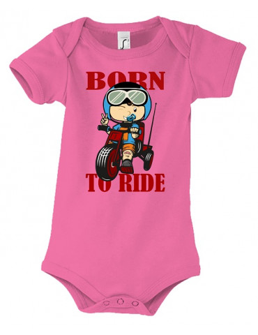 Body Bébé Motard Born to Ride - Red - Vue de face rose