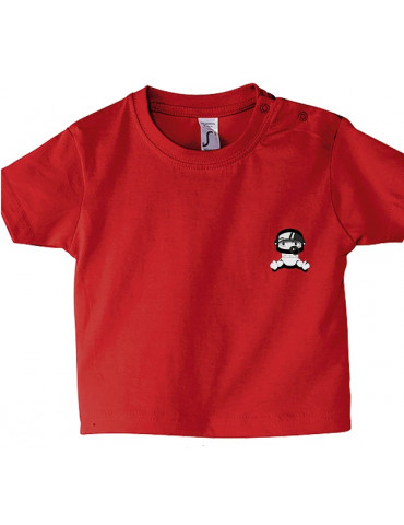 Tee Shirt Bébé Motard Mosquitos -  Personnalisable - Face rouge