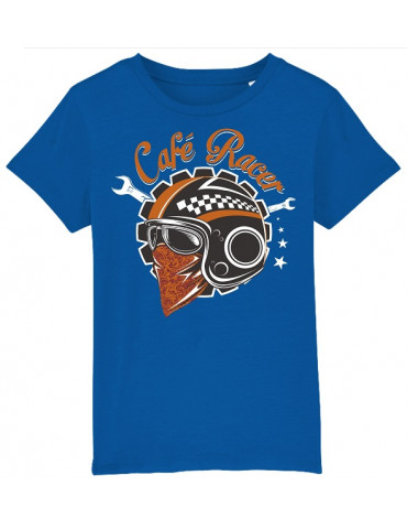 Tshirt Enfant Café Racer - Bébé Motard - Couleur Azur - Vue de face