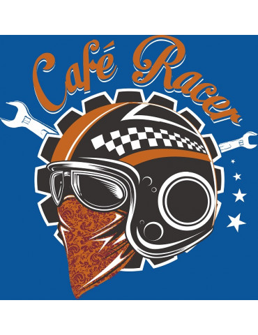 Tshirt Enfant Café Racer - Bébé Motard - Motif sur fond Royal Blue