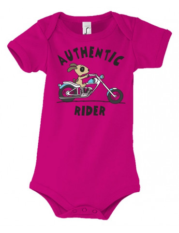 Body Bébé Motard Bambino - Authentic Rider - Vue de face - Fuchsia