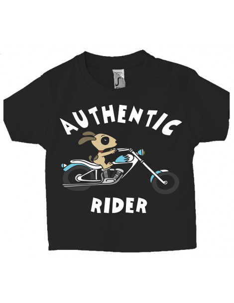 Tshirt Bébé Motard Mosquitos -  Authentic Rider - Vue de face - Noir