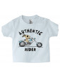 Tshirt Bébé Motard Mosquitos -  Authentic Rider - Vue de face - Bleu pale