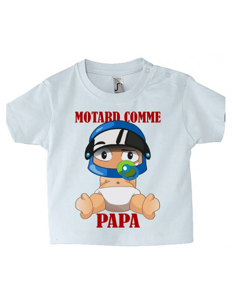 Tee-Shirt bébé Mosquitos BébéMotard - Motard comme Papa - Face avant