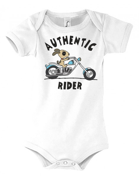 Body Bébé Motard Bambino - Authentic Rider - Vue de face - Blanc