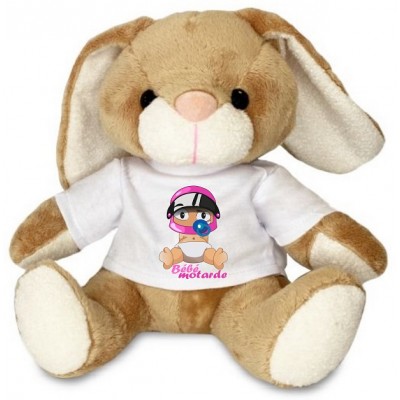 Peluche Lapin Bebe Motard - Rose